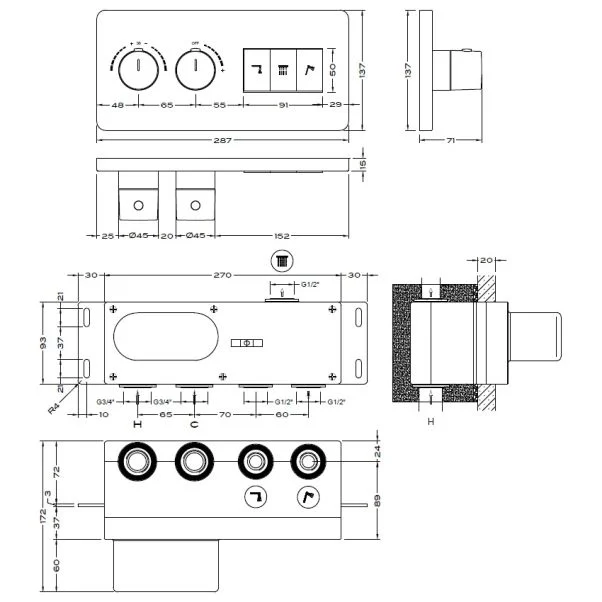 Stereo FM Thermostatic Shower Mixer With 3 Outlets - Image 2