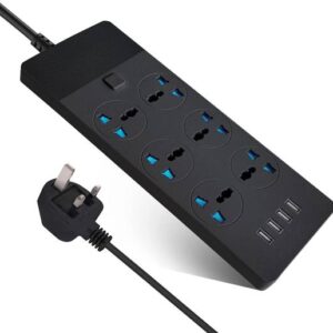 SKY-TOUCH Power Strips Extension Cord, 6 Outlets, Universal Plug Adapter